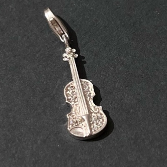 Thomas Sabo Silver Violin Charm Pendant with White Cubic Zirconia - Rare - Picture 2 of 4